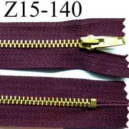 fermeture éclair longueur 15 cm couleur bordeau  non séparable largeur 2.6 cm glissière métal  largeur 4 mm