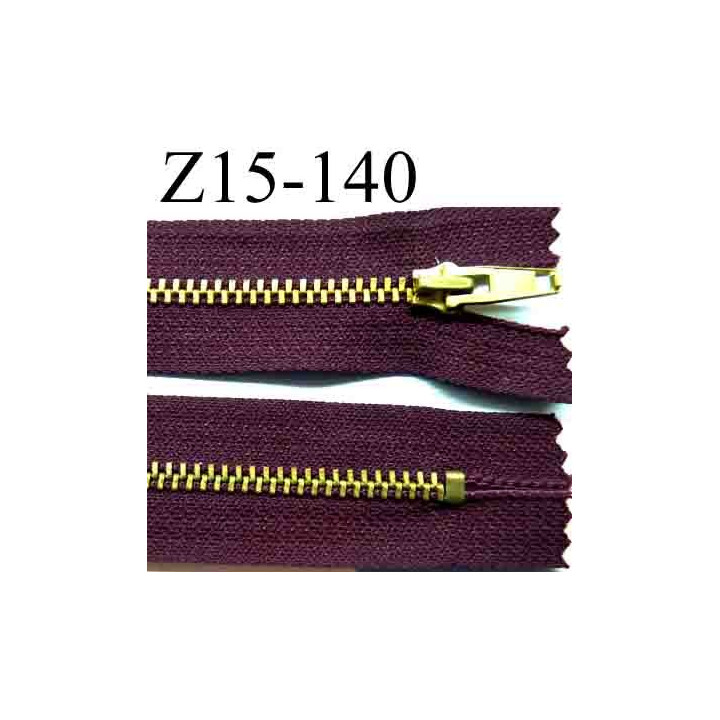 fermeture éclair longueur 15 cm couleur bordeau  non séparable largeur 2.6 cm glissière métal  largeur 4 mm