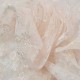 Dentelle brodée couleur rose blanc et ocre clair sur tulle non extensible haut de gamme largeur 140 cm prix pour 10 cm de long