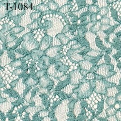 Dentelle brodée couleur vert sur tulle non extensible dans les deux sens haut de gamme largeur 120 cm prix pour 10 cm de long