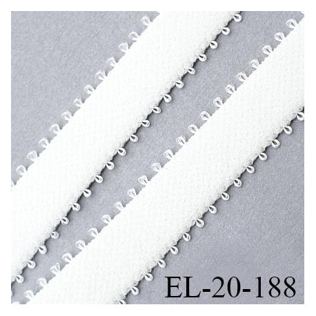 Elastique 20 mm lingerie haut de gamme couleur écru avec picots des deux côtés allongement +80% largeur 20 mm prix au mètre