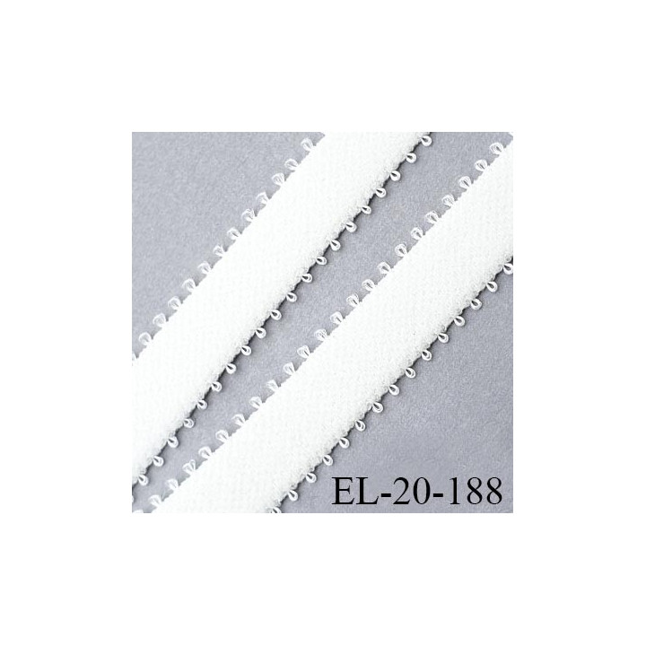 Elastique 20 mm lingerie haut de gamme couleur écru avec picots des deux côtés allongement +80% largeur 20 mm prix au mètre
