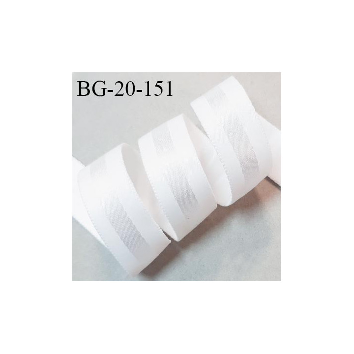 Galon devant bretelle 20 mm haut de gamme couleur blanc brillant largeur 20 mm très doux au toucher prix au mètre
