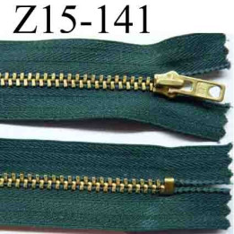 fermeture éclair longueur 15 cm couleur vert non séparable largeur 2.6 cm glissière métal  largeur 4 mm