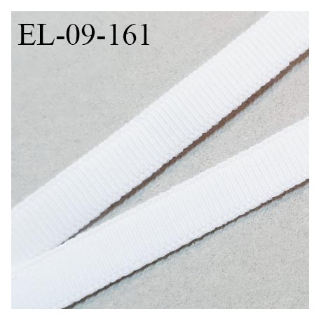 Elastique 9 mm lingerie haut de gamme couleur blanc petit grain largeur 9 mm allongement +80% fabriqué en France prix au mètre