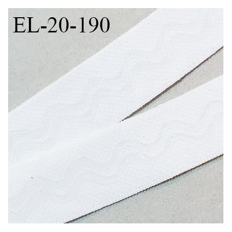 Elastique anti glisse 20 mm couleur blanc bonne élasticité allongement +130% largeur 20 mm prix au mètre