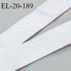 Elastique 20 mm lingerie haut de gamme couleur blanc avec motifs incrustés brillants fabriqué en France prix au mètre