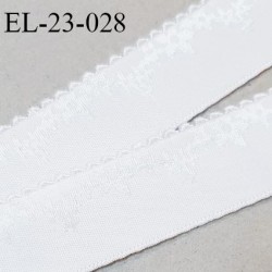 Elastique picot 22 mm lingerie haut de gamme couleur blanc avec motifs incrustés brillants fabriqué en France prix au mètre