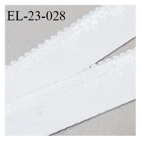 Elastique picot 22 mm lingerie haut de gamme couleur blanc avec motifs incrustés brillants fabriqué en France prix au mètre