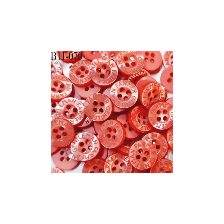 Bouton 11 mm très haut de gamme inscription Gentleman Farmer couleur rouge clair 4 trous prix à la pièce