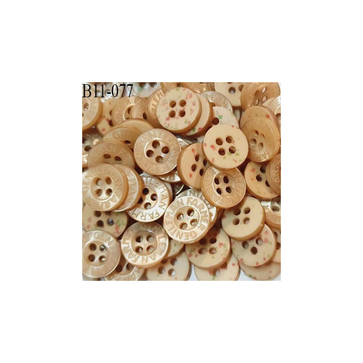 Bouton 11 mm très haut de gamme inscription Gentleman Farmer couleur beige foncé 4 trous prix à la pièce