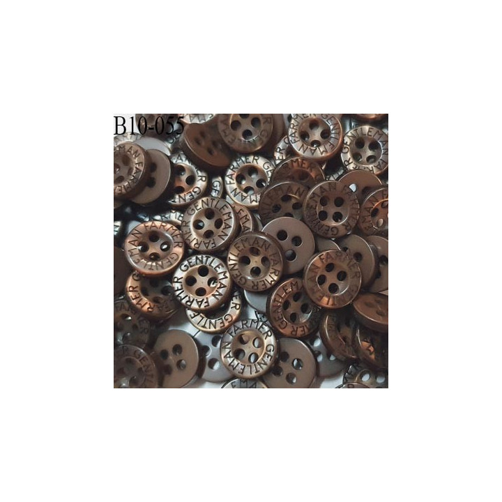 Bouton 10 mm très haut de gamme inscription Gentleman Farmer couleur marron 4 trous prix à la pièce