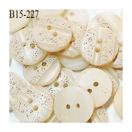 Bouton 15 mm en pvc couleur beige naturel 2 trous diamètre 15 mm épaisseur 4 mm prix à la pièce