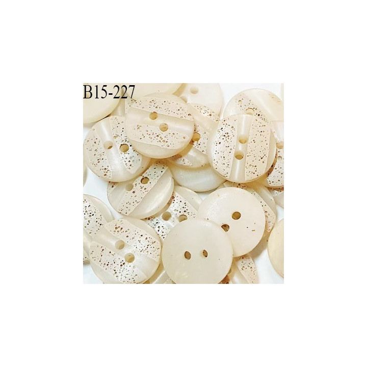 Bouton 15 mm en pvc couleur beige naturel 2 trous diamètre 15 mm épaisseur 4 mm prix à la pièce