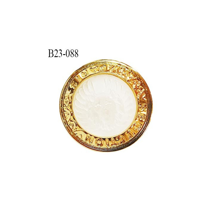 Bouton 23 mm en pvc couleur doré avec centre transparent motif lion ailé diamètre 23 mm prix à l'unité