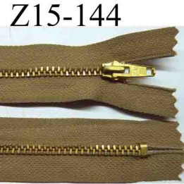 fermeture éclair longueur 15 cm couleur marron clair  non séparable largeur 2.6 cm glissière métal  largeur 4 mm