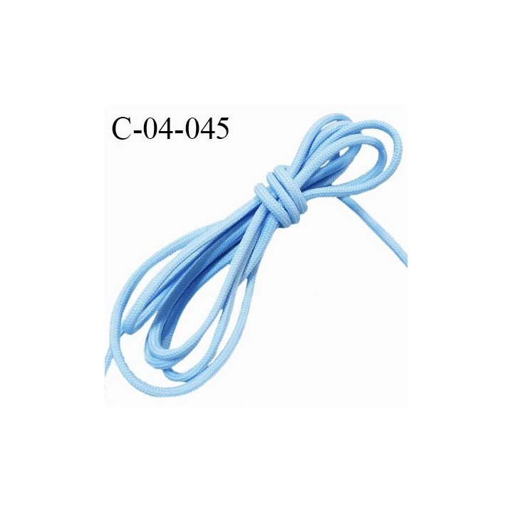 Cordon 4 mm très solide couleur bleu ciel lumineux diamètre 4 mm prix au mètre