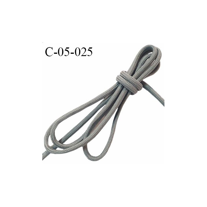 Cordon 5 mm très solide couleur gris diamètre 5 mm prix au mètre