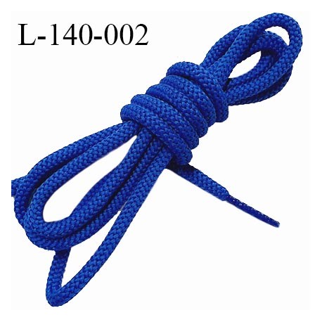 Lacet rond 140 cm couleur bleu roi diamètre 5 mm longueur 140 cm embout gainé prix pour une paire