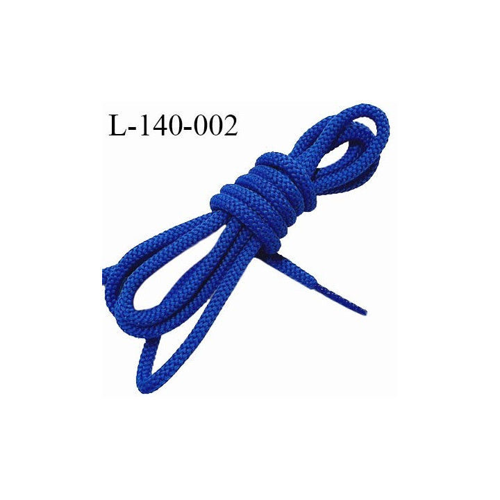 Lacet rond 140 cm couleur bleu roi diamètre 5 mm longueur 140 cm embout gainé prix pour une paire