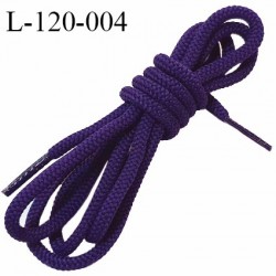 Lacet rond 120 cm couleur violet foncé diamètre 5 mm longueur 120 cm embout gainé prix pour une paire