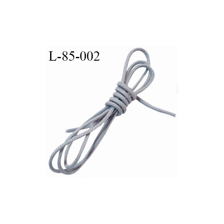 Lacette rond 45 cm couleur gris 100% coton diamètre 2 mm longueur 85 cm embout gainé prix pour une paire