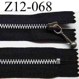 fermeture éclair longueur 12 cm couleur noir non séparable largeur 2.6 cm glissière métal  largeur 4 mm