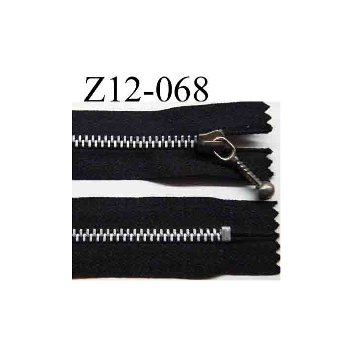 fermeture éclair longueur 12 cm couleur noir non séparable largeur 2.6 cm glissière métal  largeur 4 mm