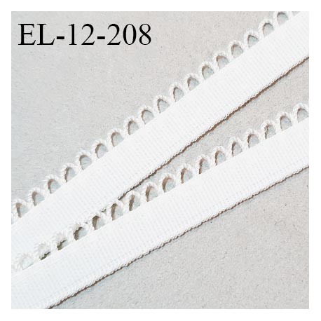 Elastique picot 12 mm couleur écru ou lys haut de gamme fabriqué en France largeur 12 mm allongement +140% prix au mètre