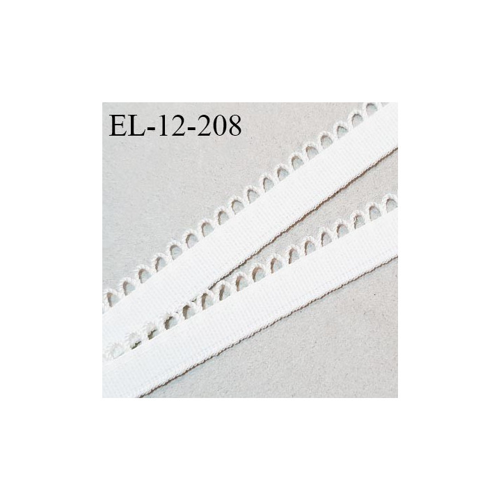 Elastique picot 12 mm couleur écru ou lys haut de gamme fabriqué en France largeur 12 mm allongement +140% prix au mètre
