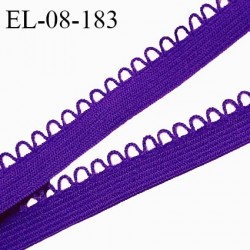 Elastique picot 8 mm haut de gamme couleur violet largeur 6 mm + 2 mm de picots prix au mètre