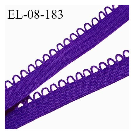 Elastique picot 8 mm haut de gamme couleur violet largeur 6 mm + 2 mm de picots prix au mètre