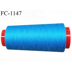 Cone 1000 m fil mousse polyester n°110 couleur bleu turquoise longueur 1000 mètres bobiné en France