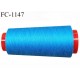 Cone 2000 m fil mousse polyester n°110 couleur bleu turquoise longueur 2000 mètres bobiné en France