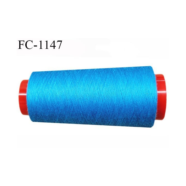 Cone 2000 m fil mousse polyester n°110 couleur bleu turquoise longueur 2000 mètres bobiné en France