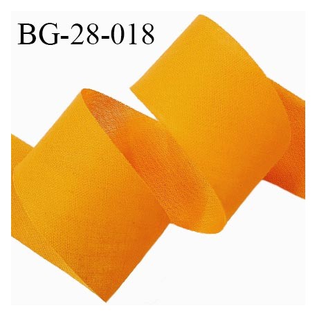 Biais à plat 28 mm à plier en polycoton couleur orange mangue largeur 28 mm prix au mètre