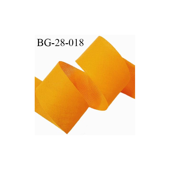 Biais à plat 28 mm à plier en polycoton couleur orange mangue largeur 28 mm prix au mètre
