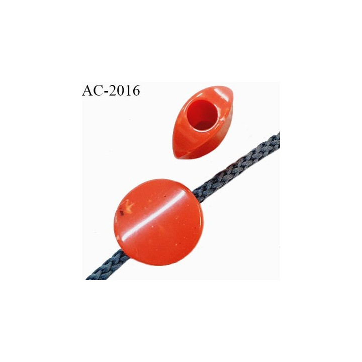 Perle en pvc couleur rouge clair largeur 21 mm hauteur 20 mm pour cordon de 5 mm de diamètre prix à l'unité