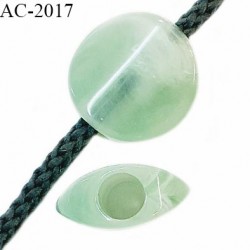Perle en pvc couleur vert effet pierre de jade largeur 21 mm hauteur 20 mm pour cordon de 5 mm de diamètre prix à l'unité