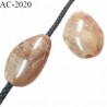 Perle en pvc couleur beige effet pierre naturelle largeur 27 mm hauteur 38 mm pour cordon de 3 mm de diamètre prix à l'unité