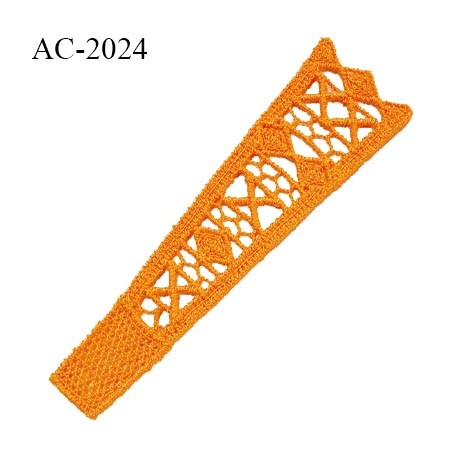 Guipure décor ornement spécial lingerie haut de gamme motif à coudre couleur orange mangue longueur 11 cm prix à la pièce