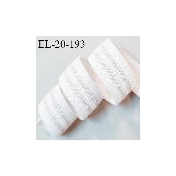 Elastique 20 mm couleur naturel avec petites bandes gomme fabriqué en France largeur 20 mm prix au mètre