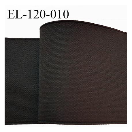 Elastique plat 120 mm couleur marron brodé sur les bords forte élasticité allongement +40% largeur 120 mm prix au mètre