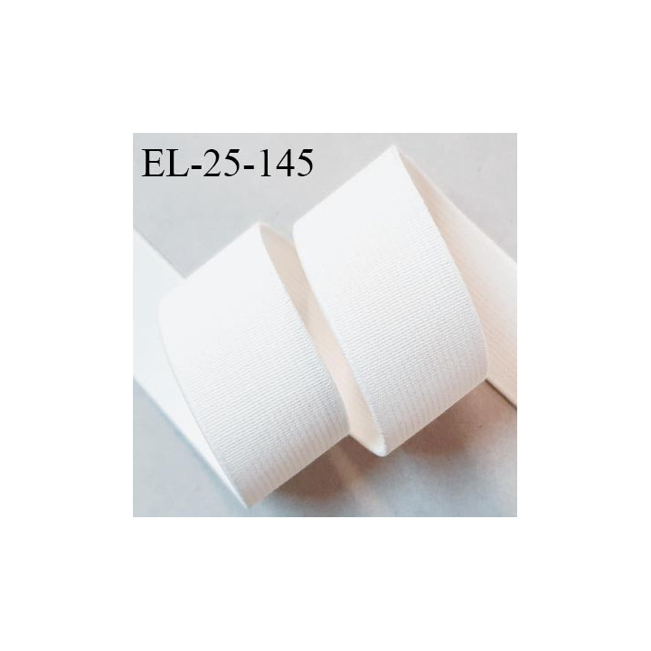 Elastique couture plat 25 mm brodé sur les bords couleur naturel bonne élasticité allongement +130% largeur 25 mm prix au mètre