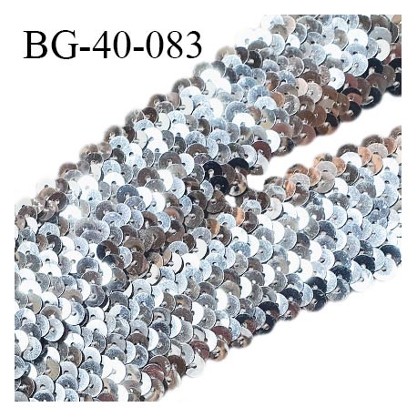 Galon élastique 40 mm couleur argenté sequins brillants largeur 40 mm très souple prix au mètre