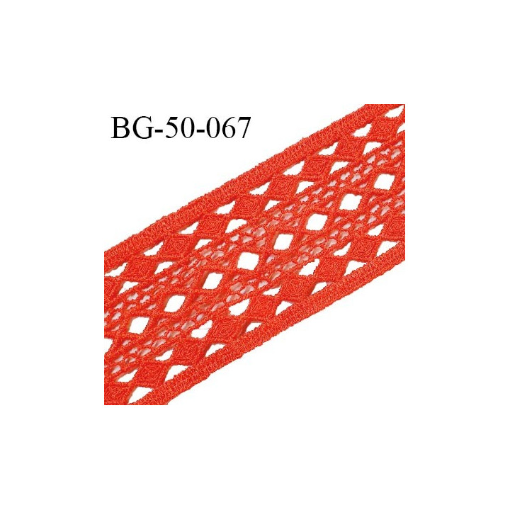 Bande guipure 50 mm haut de gamme couleur orange largeur 50 mm prix au mètre