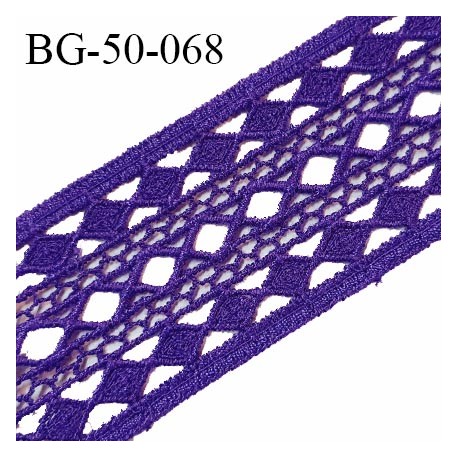 Bande guipure 50 mm haut de gamme couleur violet iris largeur 50 mm prix au mètre