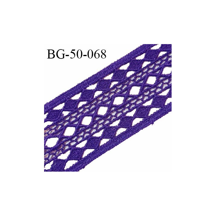 Bande guipure 50 mm haut de gamme couleur violet iris largeur 50 mm prix au mètre