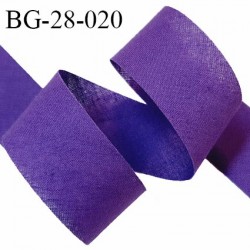 Biais à plat 28 mm à plier en polycoton couleur violet iris largeur 28 mm prix au mètre