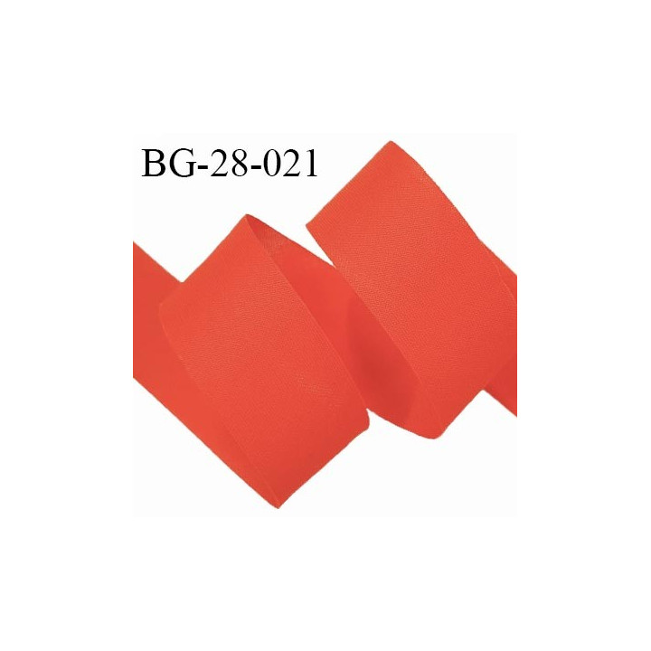 Biais à plat 28 mm à plier en polycoton couleur orange coquelicot largeur 28 mm prix au mètre